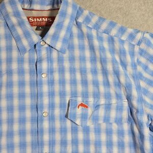 Simms Pearl Snap Shirt Fishing Vented Plaid size Large